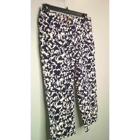 Lilly Pulitzer Palm Beach Fit Women' 4 Navy White Horse of Course Corduroy Capri - Picture 2 of 8